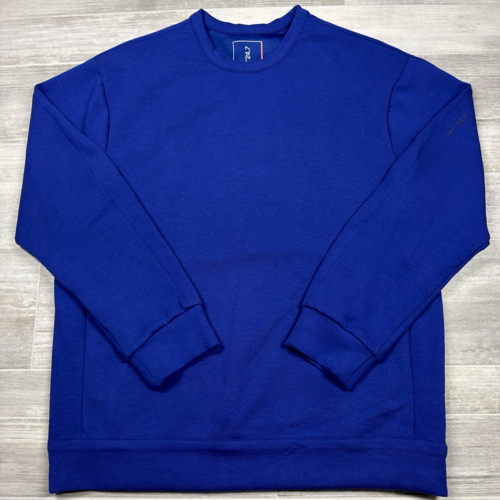 Nike 24.7 Impossibly Soft Dri-Fit Crew Men's Small Deep Royal Blue Training $110